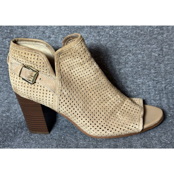 Circus by Sam Edelman Shoes Womens 9.5 Tan Heeled Ankle Booties Peep Toes Boho - Picture 7 of 11